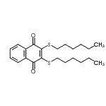 structure of CAS# 883516-16-3, 2,3-Bis(hexylsulfanyl)-1,4-naphthoquinone;2,3-bis(hexylthio)naphthalene-1,4-dione;2,3-Bis(n-hexylthio)-1,4-naphthalenedione;MFCD06656511