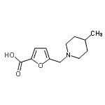 structure of CAS# 883543-32-6, 5-[(4-Methyl-1-piperidinyl)methyl]-2-furoic acid;5-(4-Methyl-piperidin-1-ylmethyl)-furan-2-carboxylic acid;5-[(4-methyl-1-piperidinyl)methyl]-2-furoic acid;5-[(4-methylpiperidin-1-yl)methyl]-2-furoic acid