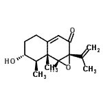 structure of CAS# 88418-12-6, (1aR,6R,7R,7aR,7bR)-6-Hydroxy-1a-isopropenyl-7,7a-dimethyl-4,5,6,7,7a,7b-hexahydronaphtho[1,2-b]oxiren-2(1aH)-one;(+)-Sporogen-A01;GNF-PF-1841;AIDS228499