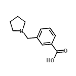 structure of CAS# 884507-41-9, 3-(1-Pyrrolidinylmethyl)benzoic acid;3-Pyrrolidin-1-ylmethyl-benzoic acid;MFCD05841592