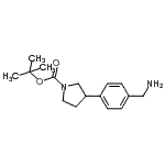 structure of CAS# 885270-22-4, 2-Methyl-2-propanyl 3-[4-(aminomethyl)phenyl]-1-pyrrolidinecarboxylate;1-PYRROLI<wbr>DINECARBO<wbr>XYLICACID<wbr>, 3-[4-(A<wbr>MINOMETHY<wbr>L)PHENYL]<wbr>-, 1,1-DI<wbr>METHYLETH<wbr>YL ESTER;MFCD08234643;tert-Buty<wbr>l 3-(4-(a<wbr>minomethy<wbr>l)phenyl)<wbr>pyrrolidi<wbr>ne-1-carb<wbr>oxylate