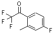 structure of CAS# 886370-02-1, 2,2,2-Trifluoro-1-(4-fluoro-2-methylphenyl)ethanone;2'-Methyl-2,2,2,4'-tetrafluoroacetophenone;4'-Fluoro-2'-methyl-2,2,2-trifluoroacetophenone;MFCD01320001