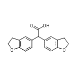 structure of CAS# 886497-39-8, Di-2,3-dihydro-1-benzofuran-5-ylacetic acid;2,2-bis(2,3-dihydrobenzofuran-5-yl)acetic acid;5-BENZOFU<wbr>RANACETIC<wbr>ACID, A-(<wbr>2,3-DIHYD<wbr>RO-5-BENZ<wbr>OFURANYL)<wbr>-2,3-DIHY<wbr>DRO-;Di-2,3-dihydrobenzo[b]furan-5-ylacetic acid