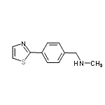 structure of CAS# 886851-31-6, N-Methyl-1-[4-(1,3-thiazol-2-yl)phenyl]methanamine;BENZENEMETHANAMINE,N-METHYL-4-(2-THIAZOLYL)-;methyl[(4-(1,3-thiazol-2-yl)phenyl)methyl]amine;N-Methyl-1-[4-(1,3-thiazol-2-yl)phenyl]methylamine