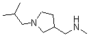 structure of CAS# 887405-45-0, 1-(1-Isobutyl-3-pyrrolidinyl)-N-methylmethanamine;(1-Isobutyl-pyrrolidin-3-ylmethyl)-methyl-amine;[(1-isobutylpyrrolidin-3-yl)methyl]methylamine;1-(1-isobutylpyrrolidin-3-yl)-N-methylmethanamine