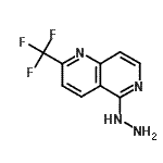structure of CAS# 890302-19-9, 5-Hydrazino-2-(trifluoromethyl)-1,6-naphthyridine;1,6-NAPHTHYRIDINE,5-HYDRAZINYL-2-(TRIFLUOROMETHYL)-;2-(trifluoromethyl)pyridino[3,2-c]pyridine-5-ylhydrazine;5-Hydrazino-2-(trifluoromethyl)-1,6-naphthyridine