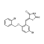 结构式 CAS# 893449-38-2, (5Z)-5-{5-溴-2-[(2-溴苄基)氧基]亚苄基}-2-硫代-1,3-噻唑烷-4-酮