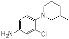 structure of CAS# 893750-70-4, 3-Chloro-4-(3-methyl-1-piperidinyl)aniline;3-chloro-4-(3-methyl-1-piperidinyl)aniline;MFCD07365135