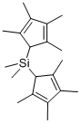 structure of CAS# 89597-05-7, Dimethylbis(2,3,4,5-Tetramethyl-2,4-Cyclopentadien-1-Yl)Silane;BIS(2,3,4,5-TETRAMETHYL-2,4-CYCLOPENTADIENE-1-YL)DIMETHYLSILANE, 95+%;BIS-(2,3,4,5-TETRAMETHYL-2,4-CYCLOPENTADIENE-1-YL)-DIMETHYLSILANE;DIMETHYLBIS(2,3,4,5-TETRAMETHYL-2,4-CYCLOPENTADIEN-1-YL)SILANE
