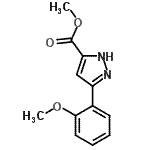 structure of CAS# 898052-17-0, Methyl 3-(2-methoxyphenyl)-1H-pyrazole-5-carboxylate;1H-PYRAZO<wbr>LE-5-CARB<wbr>OXYLICACI<wbr>D, 3-(2-M<wbr>ETHOXYPHE<wbr>NYL)-, ME<wbr>THYL ESTER;5-(2-Meth<wbr>oxy-pheny<wbr>l)-2H-pyr<wbr>azole-3-c<wbr>arboxylic<wbr> acid met<wbr>hyl ester;methyl 3-(2-methoxyphenyl)pyrazole-5-carboxylate