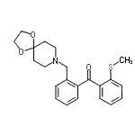 structure of CAS# 898755-94-7, [2-(1,4-Dioxa-8-azaspiro[4.5]dec-8-ylmethyl)phenyl][2-(methylsulfanyl)phenyl]methanone;2-[8-(1,4<wbr>-dioxa-8-<wbr>azaspiro[<wbr>4.5]decyl<wbr>)methyl]-<wbr>2'-thiome<wbr>thyl benz<wbr>ophenone