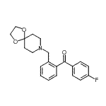 structure of CAS# 898756-05-3, [2-(1,4-Dioxa-8-azaspiro[4.5]dec-8-ylmethyl)phenyl](4-fluorophenyl)methanone;2-[8-(1,4<wbr>-dioxa-8-<wbr>azaspiro[<wbr>4.5]decyl<wbr>)methyl]-<wbr>4'-fluoro<wbr>benzophen<wbr>one