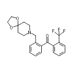 structure of CAS# 898756-27-9, [2-(1,4-Dioxa-8-azaspiro[4.5]dec-8-ylmethyl)phenyl][2-(trifluoromethyl)phenyl]methanone;2-[8-(1,4<wbr>-dioxa-8-<wbr>azaspiro[<wbr>4.5]decyl<wbr>)methyl]-<wbr>2'-triflu<wbr>orobenzop<wbr>henone