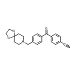 structure of CAS# 898757-64-7, 4-[4-(1,4-Dioxa-8-azaspiro[4.5]dec-8-ylmethyl)benzoyl]benzonitrile;4-cyano-4<wbr>'-[8-(1,4<wbr>-dioxa-8-<wbr>azaspiro[<wbr>4.5]decyl<wbr>)methyl]b<wbr>enzopheno<wbr>ne