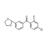 structure of CAS# 898759-46-1, (4-Chloro-2-fluorophenyl)[3-(1,3-dioxolan-2-yl)phenyl]methanone;4-chloro-3'-(1,3-dioxolan-2-yl)-2-fluorobenzophenone