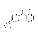 structure of CAS# 898760-46-8, [4-(1,3-Dioxolan-2-yl)phenyl](2-fluorophenyl)methanone;4'-(1,3-Dioxolan-2-yl)-2-fluorobenzophenone;MFCD07700027