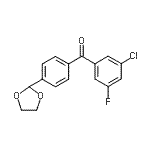 structure of CAS# 898760-62-8, (3-Chloro-5-fluorophenyl)[4-(1,3-dioxolan-2-yl)phenyl]methanone;3-chloro-4'-(1,3-dioxolan-2-yl)-5-fluorobenzophenone