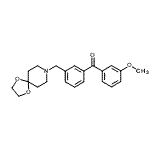 structure of CAS# 898761-41-6, [3-(1,4-Dioxa-8-azaspiro[4.5]dec-8-ylmethyl)phenyl](3-methoxyphenyl)methanone;3-[8-(1,4<wbr>-dioxa-8-<wbr>azaspiro[<wbr>4.5]decyl<wbr>)methyl]-<wbr>3'-methox<wbr>y benzoph<wbr>enone