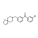 structure of CAS# 898761-69-8, (3-Bromophenyl)[3-(1,4-dioxa-8-azaspiro[4.5]dec-8-ylmethyl)phenyl]methanone;3-bromo-3<wbr>'-[8-(1,4<wbr>-dioxa-8-<wbr>azaspiro[<wbr>4.5]decyl<wbr>)methyl]b<wbr>enzopheno<wbr>ne