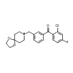 structure of CAS# 898762-11-3, (2-Chloro-4-fluorophenyl)[3-(1,4-dioxa-8-azaspiro[4.5]dec-8-ylmethyl)phenyl]methanone;2-chloro-<wbr>3'-[8-(1,<wbr>4-dioxa-8<wbr>-azaspiro<wbr>[4.5]decy<wbr>l)methyl]<wbr>-4-fluoro<wbr>benzophen<wbr>one
