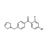 structure of CAS# 898764-52-8, (4-Bromo-2-fluorophenyl)[4-(2,5-dihydro-1H-pyrrol-1-ylmethyl)phenyl]methanone;4-bromo-2-fluoro-4'-(3-pyrrolinomethyl) benzophenone
