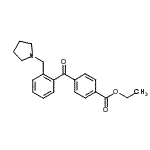 structure of CAS# 898774-35-1, Ethyl 4-[2-(1-pyrrolidinylmethyl)benzoyl]benzoate;4'-carboethoxy-2-pyrrolidinomethyl benzophenone