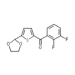 structure of CAS# 898778-73-9, (2,3-Difluorophenyl)[5-(1,3-dioxolan-2-yl)-2-thienyl]methanone;2-(2,3-Difluorobenzoyl)-5-(1,3-dioxolan-2-yl)thiophene