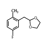 structure of CAS# 898785-10-9, 2-(5-Fluoro-2-methylbenzyl)-1,3-dioxolane;5-Fluoro-2-methyl (1,3-dioxolan-2-ylmethyl)benzene