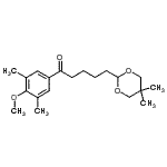 structure of CAS# 898786-77-1, 5-(5,5-Dimethyl-1,3-dioxan-2-yl)-1-(4-methoxy-3,5-dimethylphenyl)-1-pentanone;5-(5,5-di<wbr>methyl-1,<wbr>3-dioxan-<wbr>2-yl)-3',<wbr>5'-dimeth<wbr>yl-4'-met<wbr>hoxyvaler<wbr>ophenone