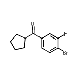 structure of CAS# 898791-58-7, (4-Bromo-3-fluorophenyl)(cyclopentyl)methanone;4-Bromo-3-fluorophenyl cyclopentyl ketone;MFCD03841317