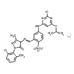 CAS#: 89923-50-2， Sodium 4-[(4-chloro-6-isopropoxy-1,3,5-triazin-2-yl)amino]-2-{[1-(2-chloro-6-methylphenyl)-3-methyl-5-oxo-4,5-dihydro-1H-pyrazol-4-yl]diazenyl}benzenesulfonate