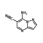 structure of CAS# 89975-57-5, 7-Aminopyrazolo[1,5-a]pyrimidine-6-carbonitrile;7-Amino-6-cyanopyrazolo[1,5-a]pyrimidine;7-amino-8-hydropyrazolo[1,5-a]pyrimidine-6-carbonitrile;MFCD00104599