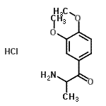 结构式 CAS# 90253-98-8, 2-氨基-1-(3,4-二甲氧基苯基)-1-丙酮盐酸盐(1:1)