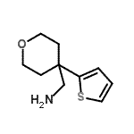 structure of CAS# 906422-74-0, 1-[4-(2-Thienyl)tetrahydro-2H-pyran-4-yl]methanamine;(4-(2-thienyl)-2H-3,4,5,6-tetrahydropyran-4-yl)methylamine;[4-(Thien-2-yl)tetrahydro-2H-pyran-4-yl]methylamine;4-(Aminomethyl)-4-(thien-2-yl)tetrahydro-2H-pyran 97%