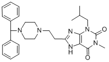 CAS#: 90749-32-9， 8-[2-(4-Benzhydrylpiperazin-1-yl)ethyl]-1-methyl-3-(2-methylpropyl)-7H-purine-2,6-dione