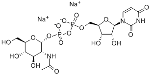 structure of CAS# 91183-98-1, Uridine 5'-(Trihydrogendiphosphate) P'-[2-(Acetylamino)-2-Deoxy-alpha-D-Glucopyranosyl] Ester Sodium Salt (1:2);UDP-N-Acetyl-D-Glucosamine Disodium Salt;URIDINE 5-DIPHOSPHO-N-ACETYLGLUCOSAMINE;UDP-N-ACETYLGLUCOSAMINE DISODIUM SALT