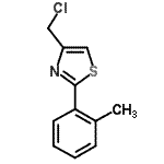 structure of CAS# 91349-33-6, 4-(Chloromethyl)-2-(2-methylphenyl)-1,3-thiazole;4-(Chloromethyl)-2-(2-methylphenyl)-1,3-thiazole;4-Chloromethyl-2-o-tolyl-thiazole;MFCD03423389
