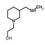 structure of CAS# 915919-93-6, 2-{3-[(Methylamino)methyl]-1-piperidinyl}ethanol;1-piperidineethanol, 3-[(methylamino)methyl];2-{3-[(methylamino)methyl]piperidyl}ethan-1-ol;MFCD08691459
