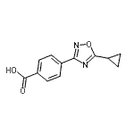 structure of CAS# 915920-27-3, 4-(5-Cyclopropyl-1,2,4-oxadiazol-3-yl)benzoic acid;MFCD08691678