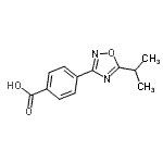 structure of CAS# 915920-28-4, 4-(5-Isopropyl-1,2,4-oxadiazol-3-yl)benzoic acid;4-[5-(methylethyl)-1,2,4-oxadiazol-3-yl]benzoic acid;MFCD08691677