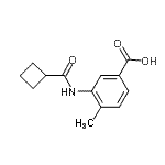 structure of CAS# 915921-04-9, 3-[(Cyclobutylcarbonyl)amino]-4-methylbenzoic acid;3-(cyclobutylcarbonylamino)-4-methylbenzoic acid;3-[(Cyclobutylcarbonyl)amino]-4-methylbenzoic acid;3-[(cyclobutylcarbonyl)amino]-4-methylbenzoicacid