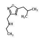 structure of CAS# 915925-33-6, N-[(5-Isobutyl-1,2,4-oxadiazol-3-yl)methyl]ethanamine;ethyl{[5-(2-methylpropyl)(1,2,4-oxadiazol-3-yl)]methyl}amine;N-[(5-isobutyl-1,2,4-oxadiazol-3-yl)methyl]ethanamine;N-[(5-Isobutyl-1,2,4-oxadiazol-3-yl)methyl]-ethanamine
