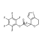 structure of CAS# 916766-89-7, Pentafluorophenyl (4-methyl-6,7-dihydro-4H-thieno[3,2-c]pyran-4-yl)acetate;MFCD09817505;Pentafluo<wbr>rophenyl <wbr>(4-Methyl<wbr>-6,7-dihy<wbr>dro-4H-th<wbr>ieno[3,2-<wbr>c]pyran-4<wbr>-yl)aceta<wbr>te;Pentafluo<wbr>rophenyl <wbr>(6,7-dihy<wbr>dro-4-met<wbr>hyl-4H-th<wbr>ieno[3,2-<wbr>c]pyran-4<wbr>-yl)aceta<wbr>te