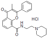 CAS#: 92606-82-1， 3-Methyl-4-oxo-2-phenyl-N-(2-(1-piperidinyl)ethyl)-4H-1-benzopyran-8-carboxamide hydrochloride