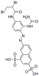 CAS 登录号：93804-41-2， 7-[[2-[(氨基羰基)氨基]-4-[(2,3-二溴-1-氧代丙基)氨基]苯基]偶氮]萘-1,3-二磺酸