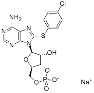 结构式 CAS# 93882-12-3, 8-[(4-氯苯基)硫代]-腺苷环-3',5'-(氢磷酸酯)单钠盐