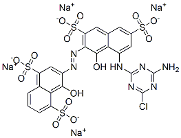 CAS 登录号：93940-72-8， 3-[[8-[(4-氨基-6-氯-1,3,5-三嗪-2-基)氨基]-1-羟基-3,6-二磺酸基-2-萘基]偶氮]-4-羟基萘-1,5-二磺酸四钠