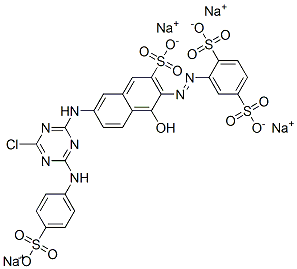 CAS 登录号：94042-75-8， 2-[[6-[[4-氯-6-[(4-磺酸基苯基)氨基]-1,3,5-三嗪-2-基]氨基]-1-羟基-3-磺酸基-2-萘基]偶氮]苯-1,4-二磺酸四钠