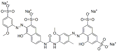 CAS#: 94135-85-0， Tetrasodium 4-Hydroxy-5-[[4-[[[[5-Hydroxy-6-[(2-Methoxy-5-Sulphonatophenyl)Azo]-7-Sulphonato-2-Naphthyl]Amino]Carbonyl]Amino]-5-Methoxy-O-Tolyl]Azo]Naphthalene-2,7-Disulphonate