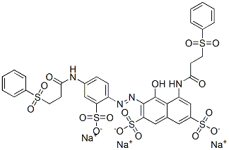 CAS#: 94249-17-9， Trisodium 4-Hydroxy-5-[[1-Oxo-3-(Phenylsulphonyl)Propyl]Amino]-3-[[4-[[1-Oxo-3-(Phenylsulphonyl)Propyl]Amino]-2-Sulphonatophenyl]Azo]Naphthalene-2,7-Disulphonate